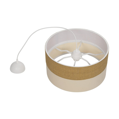 GloboStar® LIVA 203-0173 Μοντέρνο Κρεμαστό Φωτιστικό Καπέλο Μονόφωτο 1 x E27 IP20 Καφέ & Λευκό Ύφασμα - Μ38 x Π38 x Υ95cm