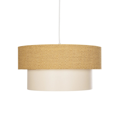 GloboStar® LIVI 203-0174 Μοντέρνο Κρεμαστό Φωτιστικό Καπέλο Μονόφωτο 1 x E27 IP20 Καφέ & Λευκό Ύφασμα - Μ38 x Π38 x Υ95cm