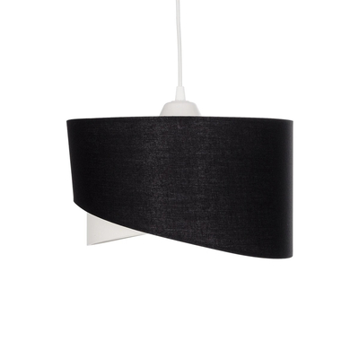 GloboStar® LILI 203-0176 Μοντέρνο Κρεμαστό Φωτιστικό Καπέλο Μονόφωτο 1 x E27 IP20 Μαύρο & Λευκό Ύφασμα - Μ38 x Π38 x Υ95cm