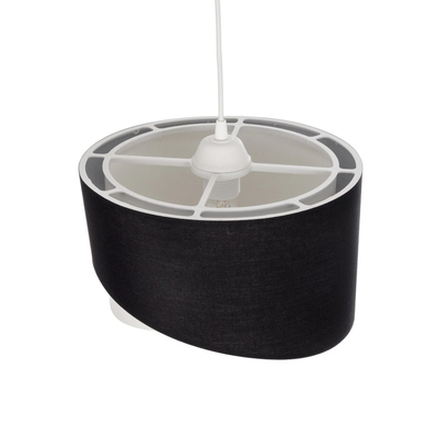 GloboStar® LILI 203-0176 Μοντέρνο Κρεμαστό Φωτιστικό Καπέλο Μονόφωτο 1 x E27 IP20 Μαύρο & Λευκό Ύφασμα - Μ38 x Π38 x Υ95cm