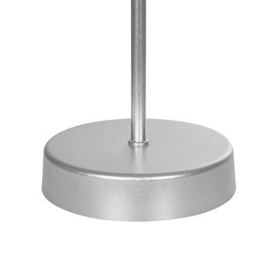 GloboStar® WIZ 203-0179 Μοντέρνο Επιτραπέζιο Φωτιστικό Μονόφωτο 1 x E27 IP20 Ασημί Μέταλλο Με Γκρι Καπέλο- Μ22 x Π22 x Υ36.5cm