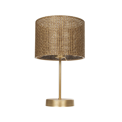GloboStar® WIZ 203-0181 Μοντέρνο Επιτραπέζιο Φωτιστικό Μονόφωτο 1 x E27 IP20 Χρυσο Μέταλλο Με Καφέ Καπέλο- Μ22 x Π22 x Υ36.5cm