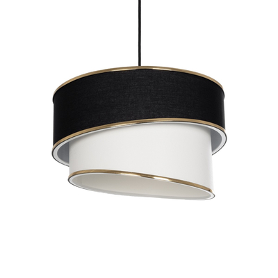 GloboStar® SONIA 203-0120 Μοντέρνο Κρεμαστό Φωτιστικό Καπέλο Μονόφωτο 1 x E27 IP20 Μαύρο & ΑσπροΎφασμα - Μ30 x Π30 x Υ90 cm