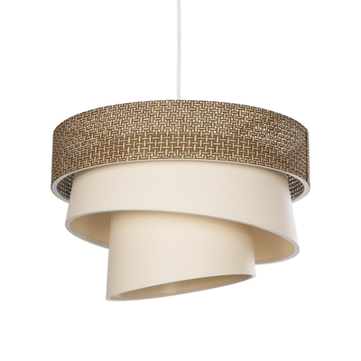 GloboStar® SIERA 203-0169 Μοντέρνο Κρεμαστό Φωτιστικό Καπέλο Μονόφωτο 1 x E27 IP20 Καφέ & Σκούρο Μπεζ Ύφασμα - Μ38 x Π38 x Υ95cm
