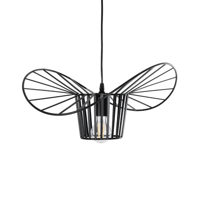 GloboStar® LUMINOVA 61462 Μοντέρνο Κρεμαστό Φωτιστικό Πλέγμα Μονόφωτο 1 x E27 IP20 Μαύρο Σχοινί με Μαύρο Σύρμα - Μ42 x Π42 x Υ20.5cm