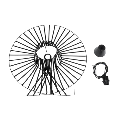 GloboStar® LUMINOVA 61464 Μοντέρνο Κρεμαστό Φωτιστικό Πλέγμα Μονόφωτο 1 x E27 IP20 Μαύρο Σχοινί με Μαύρο Σύρμα - Μ65 x Π65 x Υ25cm