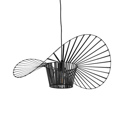 GloboStar® LUMINOVA 61464 Μοντέρνο Κρεμαστό Φωτιστικό Πλέγμα Μονόφωτο 1 x E27 IP20 Μαύρο Σχοινί με Μαύρο Σύρμα - Μ65 x Π65 x Υ25cm