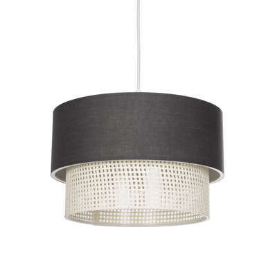 GloboStar® SISSIE 203-0140 Μοντέρνο Κρεμαστό Φωτιστικό Καπέλο Μονόφωτο 1 x E27 IP20 Γκρι & Λευκό Ύφασμα -Μ30 x Π30 x Υ93cm