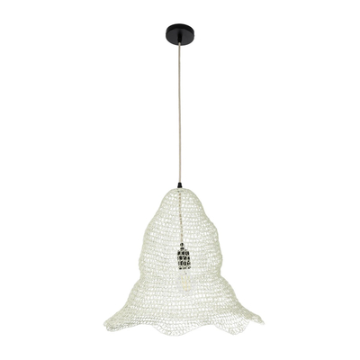 GloboStar® KENTUCKY 01889 Vintage Κρεμαστό Φωτιστικό Πλέγμα Μονόφωτο 1 x E27 IP20 Λευκό Μέταλλο - Μ50 x Π50 x Υ48cm