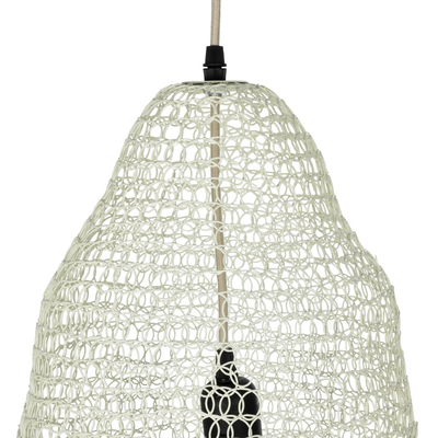 GloboStar® KENTUCKY 01889 Vintage Κρεμαστό Φωτιστικό Πλέγμα Μονόφωτο 1 x E27 IP20 Λευκό Μέταλλο - Μ50 x Π50 x Υ48cm