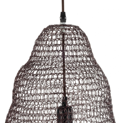 GloboStar® KENTUCKY 01890 Vintage Κρεμαστό Φωτιστικό Πλέγμα Μονόφωτο 1 x E27 IP20 Καφέ Μέταλλο - Μ50 x Π50 x Υ48cm