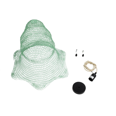 GloboStar® KENTUCKY 01891 Vintage Κρεμαστό Φωτιστικό Πλέγμα Μονόφωτο 1 x E27 IP20 Τιρκουάζ Μέταλλο - Μ50 x Π50 x Υ48cm