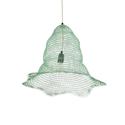 GloboStar® KENTUCKY 01891 Vintage Κρεμαστό Φωτιστικό Πλέγμα Μονόφωτο 1 x E27 IP20 Τιρκουάζ Μέταλλο - Μ50 x Π50 x Υ48cm