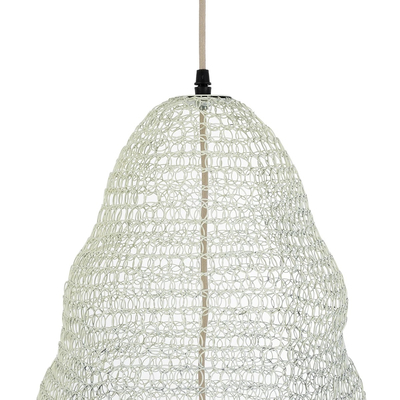 GloboStar® KENTUCKY 01892 Vintage Κρεμαστό Φωτιστικό Πλέγμα Μονόφωτο 1 x E27 IP20 Λευκό Μέταλλο - Μ60 x Π60 x Υ52cm