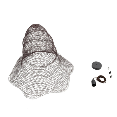 GloboStar® KENTUCKY 01893 Vintage Κρεμαστό Φωτιστικό Πλέγμα Μονόφωτο 1 x E27 IP20 Καφέ Μέταλλο - Μ60 x Π60 x Υ52cm