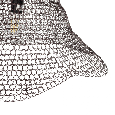 GloboStar® KENTUCKY 01893 Vintage Κρεμαστό Φωτιστικό Πλέγμα Μονόφωτο 1 x E27 IP20 Καφέ Μέταλλο - Μ60 x Π60 x Υ52cm