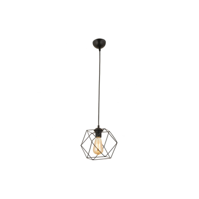 GloboStar® SOLIS 201-0045 Vintage Κρεμαστό Φωτιστικό Πλέγμα Μονόφωτο 1 x E27 IP20 Μαύρο Μέταλλο - Μ17 x Π17 x Υ75cm