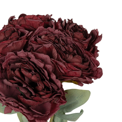 GloboStar® Artificial Garden RED PEONY FLOWER BOUQUET 21086 Τεχνητό Διακοσμητικό Μπουκέτο Κόκκινο Παιώνιας Y43cm