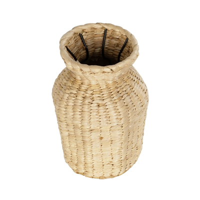 GloboStar® Artificial Garden HAVANA 21222 Διακοσμητικό Πλεκτό Καλάθι - Κασπώ Γλάστρα - Flower Pot Μπεζ Μ16 x Π16 x Υ25cm