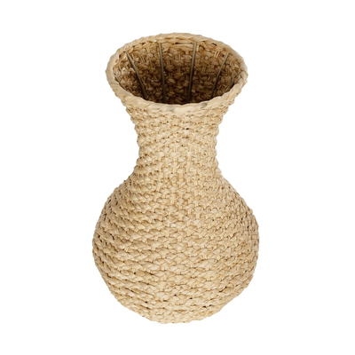 GloboStar® Artificial Garden SANDIAGO 21234 Διακοσμητικό Πλεκτό Καλάθι - Κασπώ Γλάστρα - Flower Pot Μπεζ Π25 x M25 x x Υ40cm