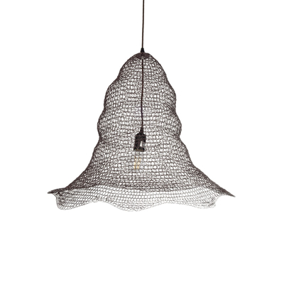 GloboStar® KENTUCKY 01893 Vintage Κρεμαστό Φωτιστικό Πλέγμα Μονόφωτο 1 x E27 IP20 Καφέ Μέταλλο - Μ60 x Π60 x Υ52cm