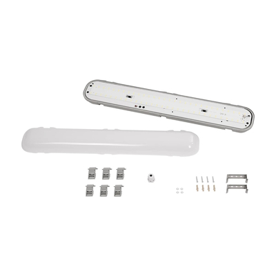 GLOBOSTAR® EMERGANO 60179 60cm Γραμμικό Βιομηχανικό Φωτιστικό Tri-Proof Τεχνολογίας Emergency με Ενσωματωμένη Μπαταρία Li-Ion 3.7V 2600mAH & Αυτονομία 3 Ώρες LED 24W 2880lm 120° AC 220-240V Αδιάβροχο IP65 Ψυχρό Λευκό 6000K - LUMILEDs SMD Chip & TÜV SÜD Driver - Γκρι με Γαλακτερό Κάλυμμα Πλαστικό PC - Μ60 x Π10.5 x Υ8cm - 5 Χρόνια Εγγύση