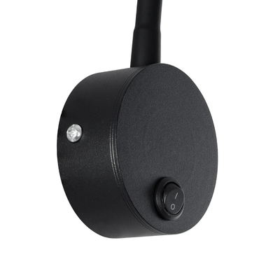 GloboStar® GOOSE 61690 Φωτιστικό Τοίχου - Απλίκα LED 3W 300lm 36° AC 220-240V IP20 - Reading Light - Θερμό Λευκό 2700K Μαύρο Αλουμίνιο - Μ6.5 x Π22.5 x Υ23cm - 5 Xρόνια Εγγύηση