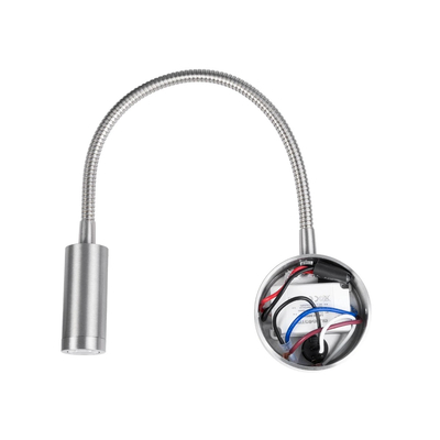 GloboStar® GOOSE 61691 Φωτιστικό Τοίχου - Απλίκα LED 3W 300lm 36° AC 220-240V IP20 - Reading Light - Θερμό Λευκό 2700K Ασημί Αλουμίνιο - Μ6.5 x Π22.5 x Υ23cm - 5 Xρόνια Εγγύηση