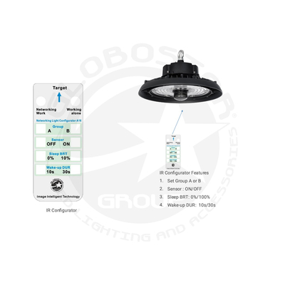 GLOBOSTAR® INDUSTRY 61704 Βιομηχανικό Φωτιστικό Καμπάνα High Bay UFO Τεχνολογίας Smart Group Linkable Control System 2.4Ghz με Αισθητήρα Κίνησης Microwave LED 100W 15000lm SDCM