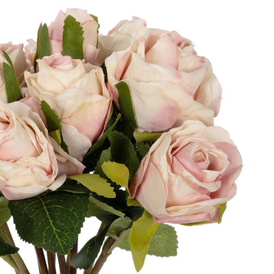 GloboStar® Artificial Garden PINK ROSE BOUQUET 21082 Τεχνητό Διακοσμητικό Μπουκέτο Τριαντάφυλλα Ροζ Y36cm