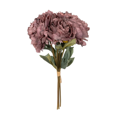 GloboStar® Artificial Garden DARK PINK PEONY FLOWER BOUQUET 21085 Τεχνητό Διακοσμητικό Μπουκέτο Σκούρο Ροζ Παιώνιας Y43cm