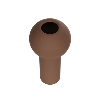 GloboStar® Artificial Garden COSTA RICA 21260 Διακοσμητικό Κεραμικό Βάζo Καφέ Π10 x Μ10 x Υ21cm