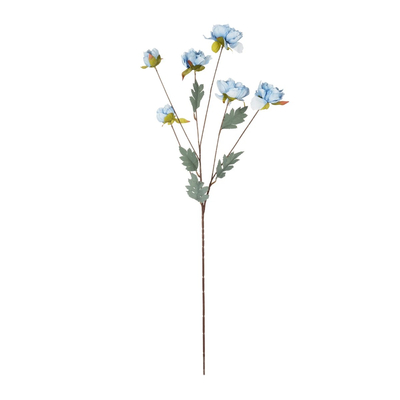 GloboStar® Artificial Garden SKY BLUE PAEONIA BRANCH 21306 Τεχνητό Διακοσμητικό Κλαδί Παιώνιας Μπλέ Y82cm