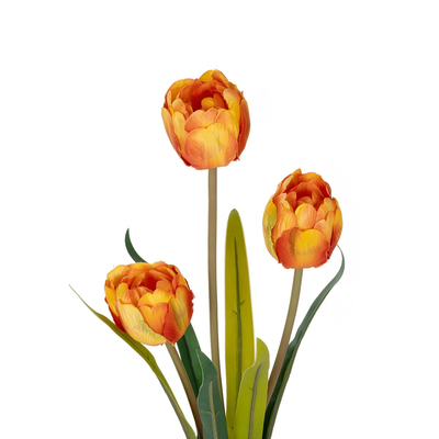 GloboStar® Artificial Garden ORANGE TULIP BRANCH 21308 Τεχνητό Διακοσμητικό Κλαδί Πορτοκαλί Τουλίπα Y48cm