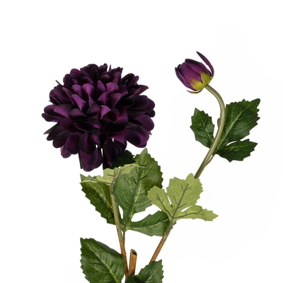 GloboStar® Artificial Garden PURPLE DHALIA BRANCH 21323 Τεχνητό Διακοσμητικό Μωβ Κλαδί Ντάλια Y78cm