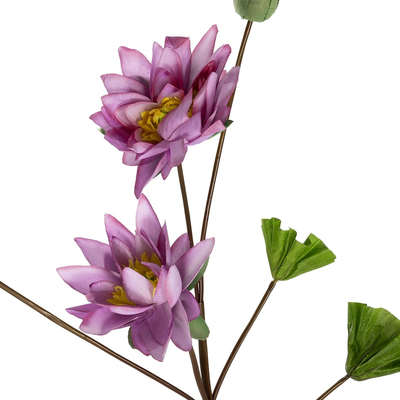 GloboStar® Artificial Garden PINK LOTUS BRANCH 21335 Τεχνητό Διακοσμητικό Ροζ Κλαδί Λωτός Y120cm