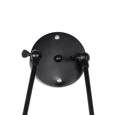 GloboStar® CROWN 01002 Vintage Επιτοίχιο Φωτιστικό Απλίκα Δίφωτο 2 x E27 IP20 Μαύρο Μέταλλο με Μπεζ Σχοινί - Μ41 x Π24 x Υ40cm