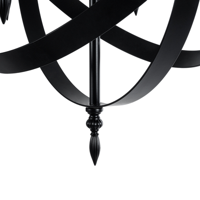 GloboStar® ESTELLE 01003 Vintage Κρεμαστό Φωτιστικό Πλέγμα Πολύφωτο 8 x E14 IP20 Μαύρο Μέταλλο - Μ65 x Π65 x Y50cm