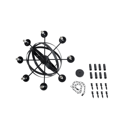 GloboStar® ESTELLE 01003 Vintage Κρεμαστό Φωτιστικό Πλέγμα Πολύφωτο 8 x E14 IP20 Μαύρο Μέταλλο - Μ65 x Π65 x Y50cm