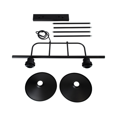 GloboStar® REGAL 01007 Vintage Φωτιστικό Οροφής Ράγα Δίφωτο 2 x E27 IP20 Μαύρο Μέταλλο - Μ67 x Π26 x Υ85cm