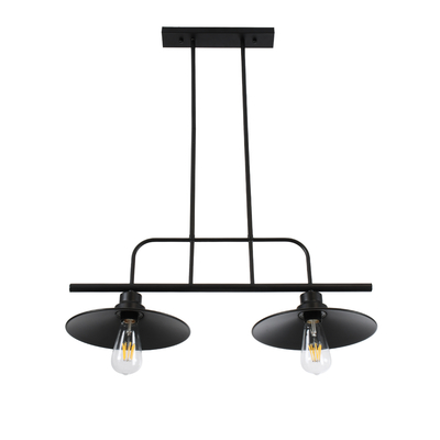 GloboStar® REGAL 01007 Vintage Φωτιστικό Οροφής Ράγα Δίφωτο 2 x E27 IP20 Μαύρο Μέταλλο - Μ67 x Π26 x Υ85cm