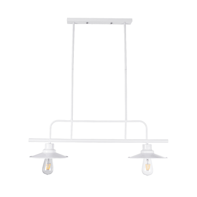 GloboStar® REGAL 01008 Vintage Φωτιστικό Οροφής Ράγα Δίφωτο 2 x E27 IP20 Λευκό Μέταλλο - Μ80 x Π26 x Υ82cm