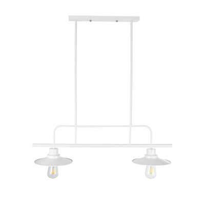 GloboStar® REGAL 01008 Vintage Φωτιστικό Οροφής Ράγα Δίφωτο 2 x E27 IP20 Λευκό Μέταλλο - Μ80 x Π26 x Υ82cm