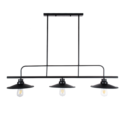 GloboStar® REGAL 01009 Vintage Φωτιστικό Οροφής Ράγα Τρίφωτο 3 x E27 IP20 Μαύρο Μέταλλο - Μ110 x Π26 x Υ75cm