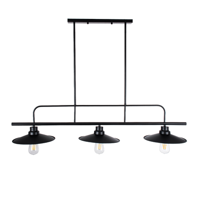GloboStar® REGAL 01009 Vintage Φωτιστικό Οροφής Ράγα Τρίφωτο 3 x E27 IP20 Μαύρο Μέταλλο - Μ110 x Π26 x Υ75cm