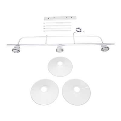 GloboStar® REGAL 01010 Vintage Φωτιστικό Οροφής Ράγα Τρίφωτο 3 x E27 IP20 Λευκό Μέταλλο - Μ110 x Π26 x Υ75cm