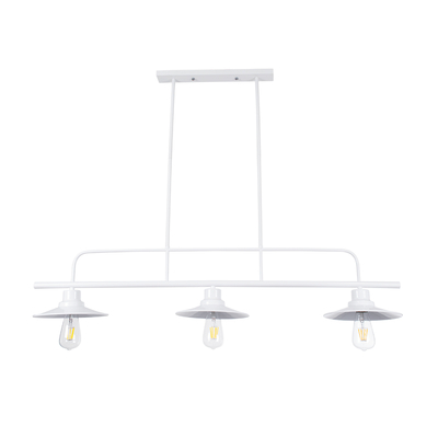 GloboStar® REGAL 01010 Vintage Φωτιστικό Οροφής Ράγα Τρίφωτο 3 x E27 IP20 Λευκό Μέταλλο - Μ110 x Π26 x Υ75cm