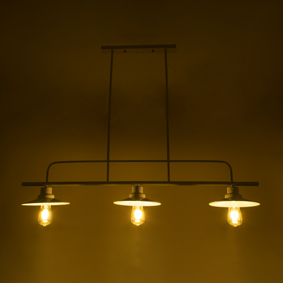 GloboStar® REGAL 01010 Vintage Φωτιστικό Οροφής Ράγα Τρίφωτο 3 x E27 IP20 Λευκό Μέταλλο - Μ110 x Π26 x Υ75cm