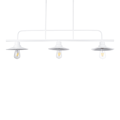 GloboStar® REGAL 01010 Vintage Φωτιστικό Οροφής Ράγα Τρίφωτο 3 x E27 IP20 Λευκό Μέταλλο - Μ110 x Π26 x Υ75cm