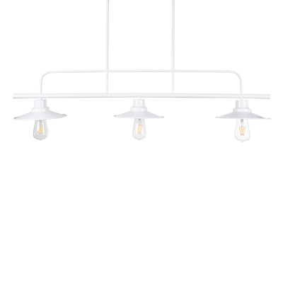 GloboStar® REGAL 01010 Vintage Φωτιστικό Οροφής Ράγα Τρίφωτο 3 x E27 IP20 Λευκό Μέταλλο - Μ110 x Π26 x Υ75cm